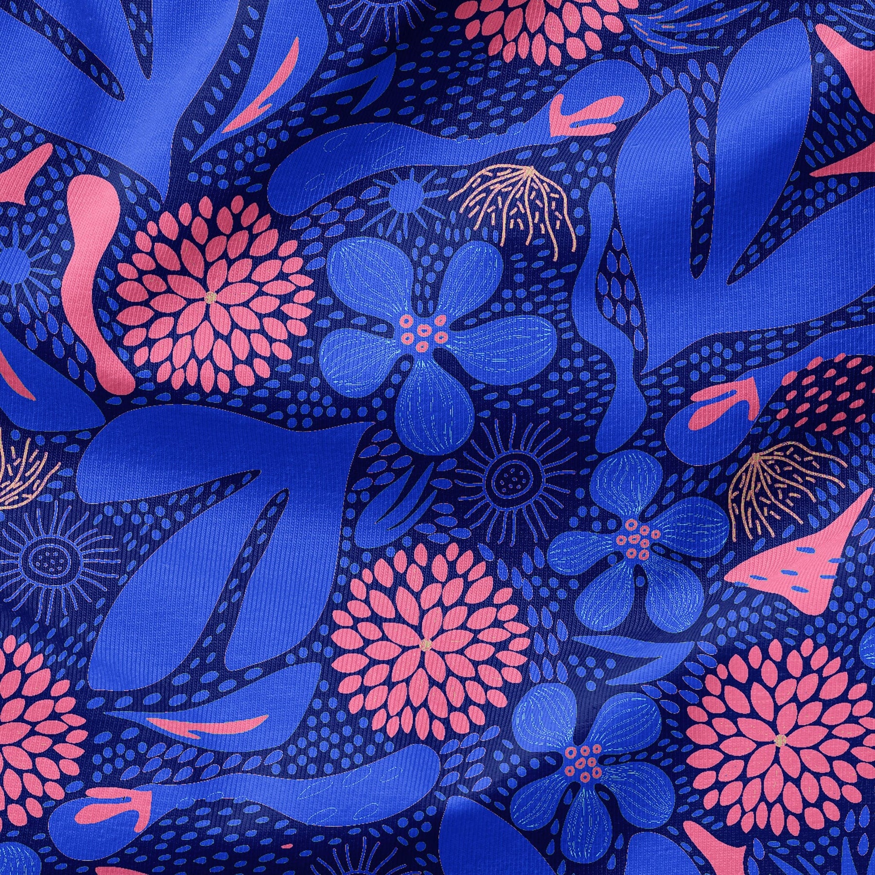 Ribbjersey - Smilla - Coral Blue Fabric poshpinks