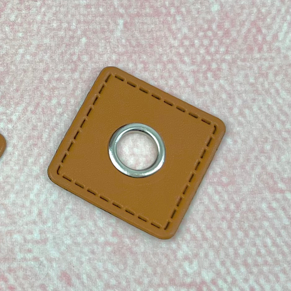 Ösen Patch Eckig braun - Silber 10 mm Pearls poshpinks