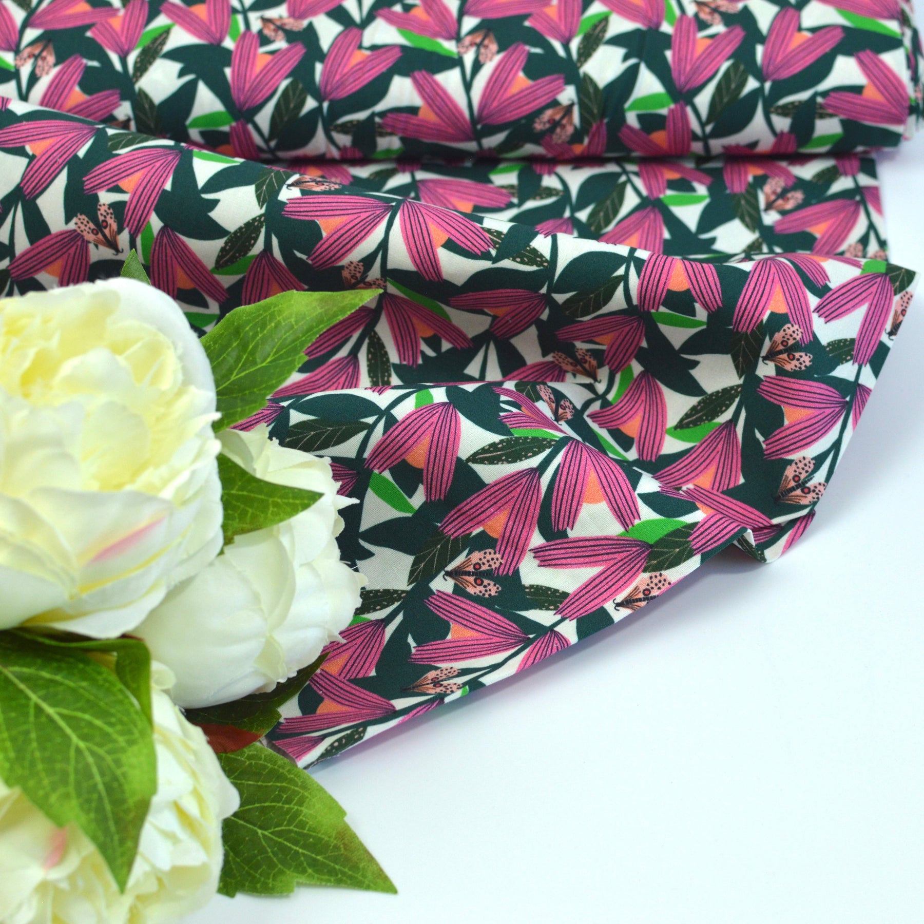 Baumwoll Popeline - Birdsong - Pink Garden Fabric poshpinks