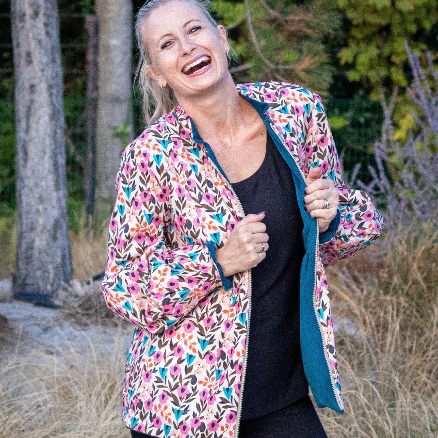 Baumwoll Popeline - Birdsong - Blumengarten Fabric poshpinks
