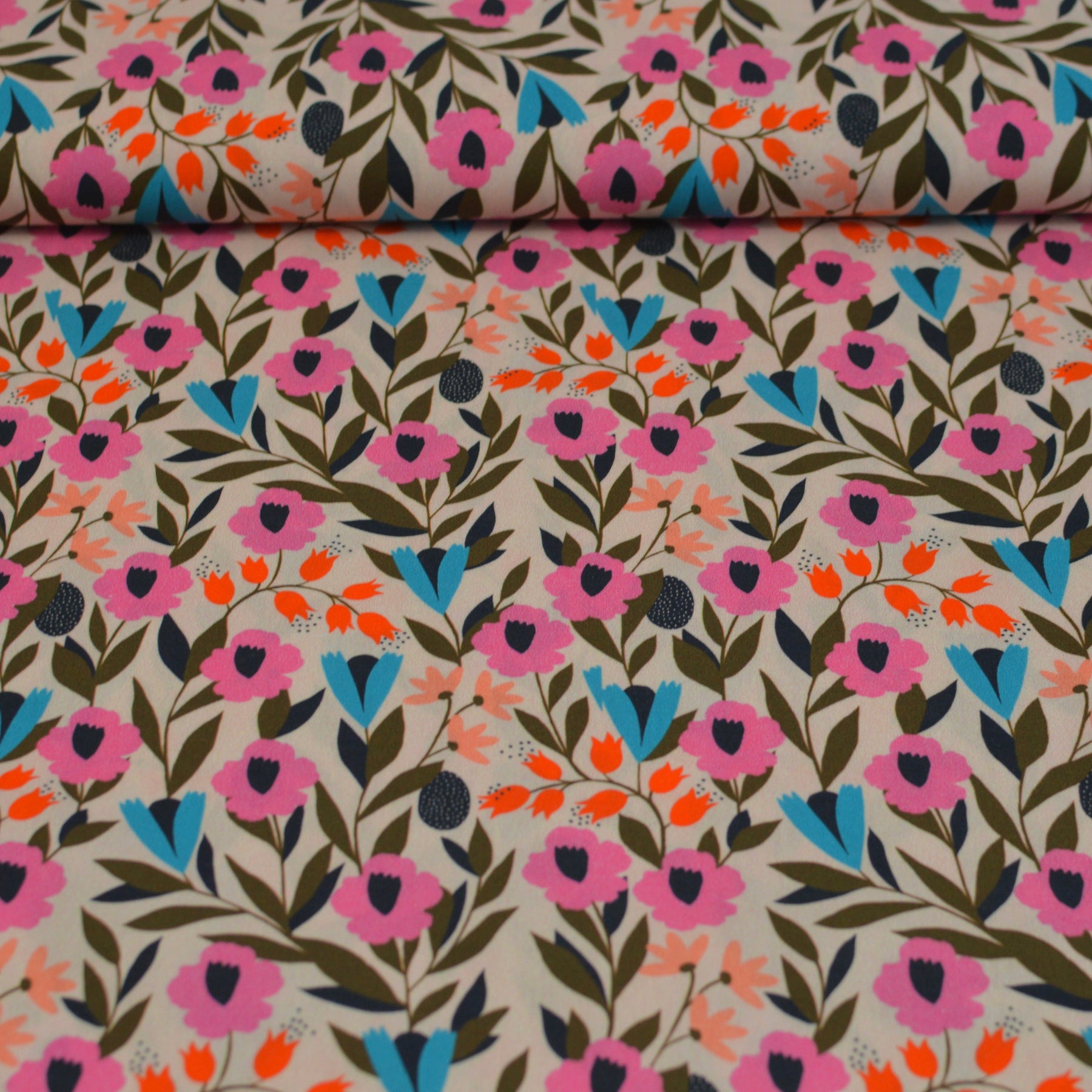 Baumwoll Popeline - Birdsong - Blumengarten Fabric poshpinks