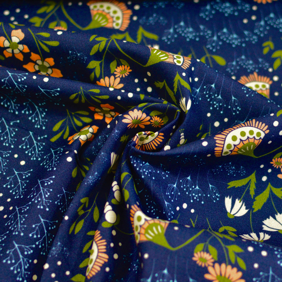 Baumwoll Popeline - Elodie bleu marine Fabric poshpinks