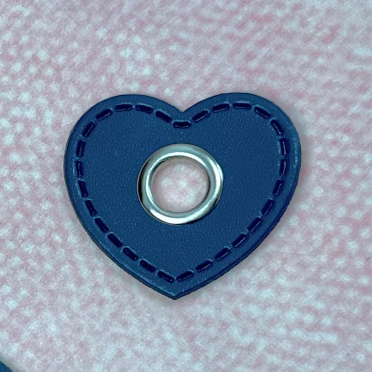 Ösen Patch Herz dunkelblau - Silber 8mm Pearls poshpinks