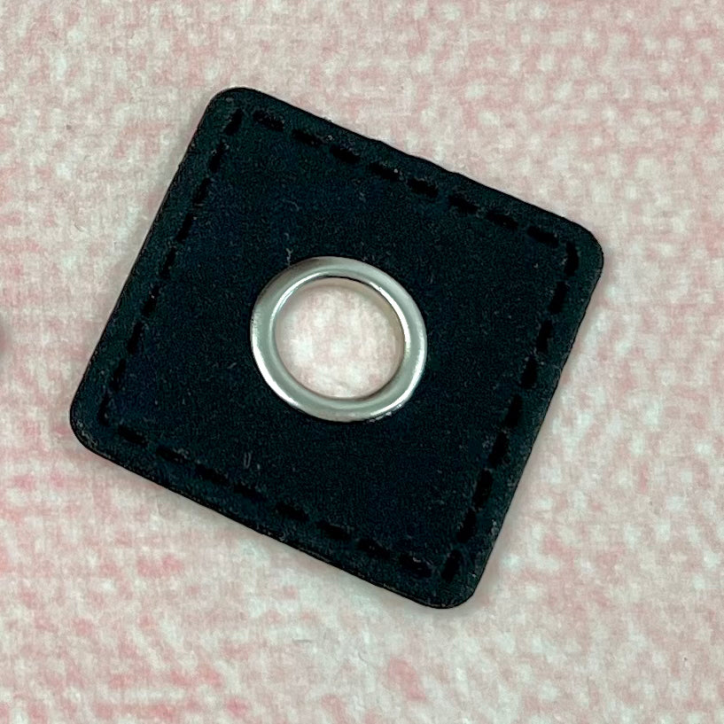 Ösen Patch Eckig schwarz matt - Silber 10 mm Pearls poshpinks