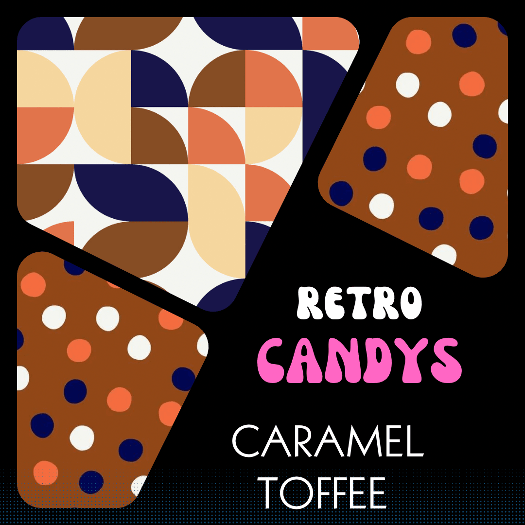 Vorbestellung Viskosecrepe - Retro Candys - Dots Caramel Toffee Fabric poshpinks